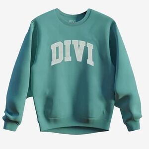 Divi Colliagate Crewneck Sweatshirt Pullover Comfy Casual Top‎ Teal Size M L1